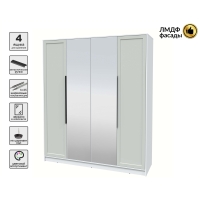 Шкаф распашной Тренд КТ-Ш4 (з) (Белый платинум ЛДСП/ Грэй ЛМДФ) Ш1800 В2128 Г547